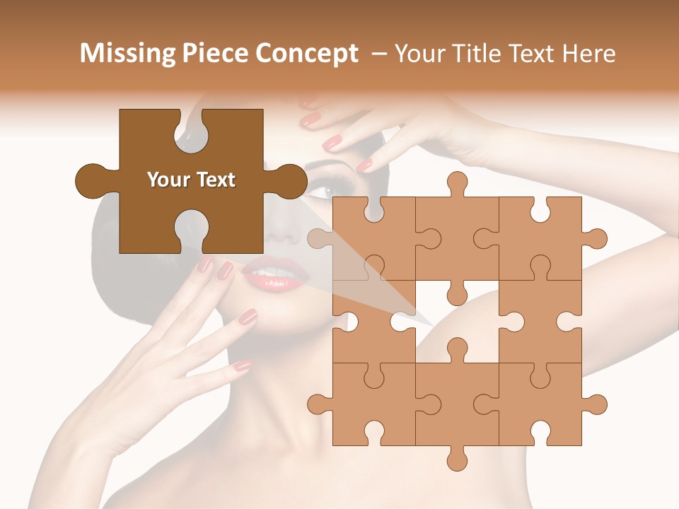 Red Manicure Eye Makeup Creative PowerPoint Template