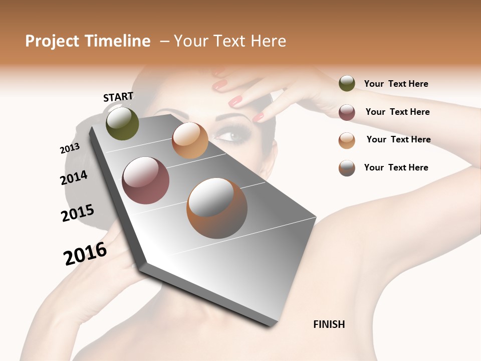 Red Manicure Eye Makeup Creative PowerPoint Template