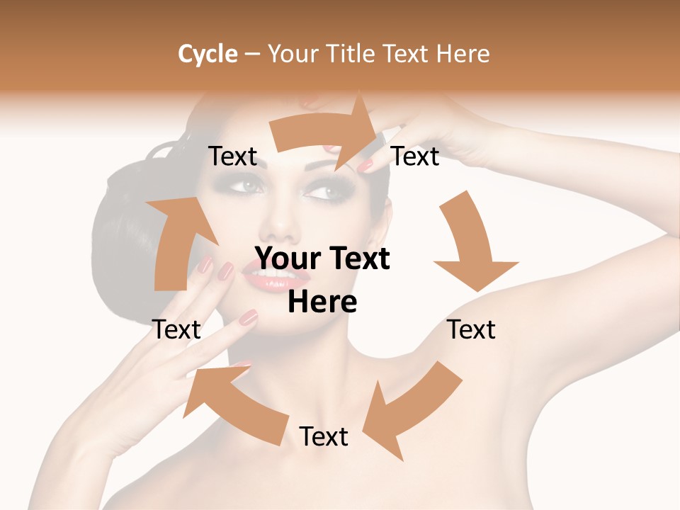 Red Manicure Eye Makeup Creative PowerPoint Template