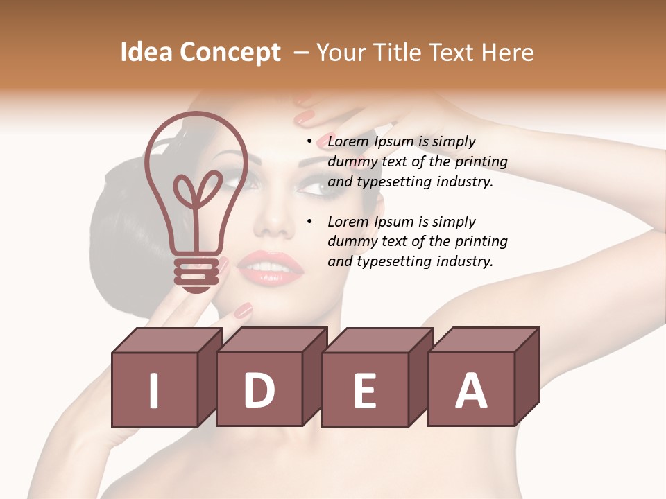 Red Manicure Eye Makeup Creative PowerPoint Template