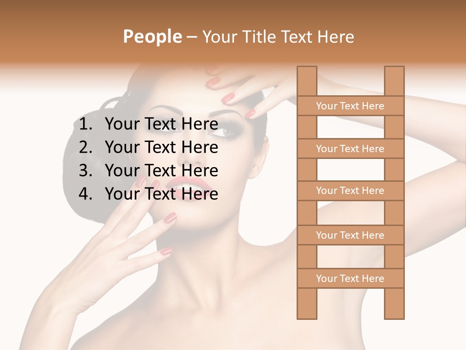 Red Manicure Eye Makeup Creative PowerPoint Template