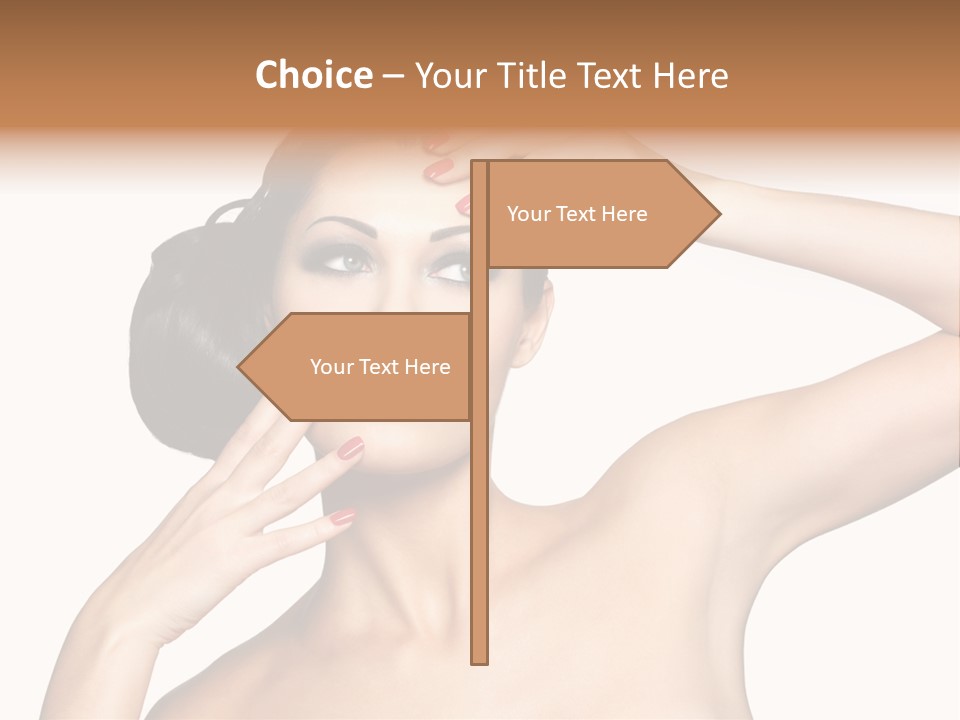 Red Manicure Eye Makeup Creative PowerPoint Template