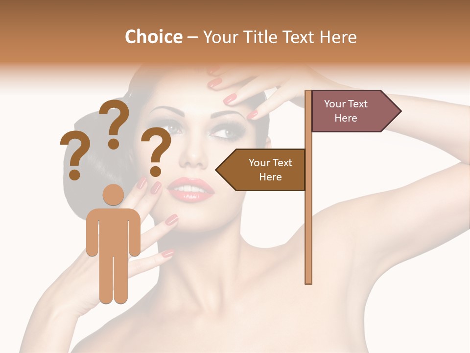 Red Manicure Eye Makeup Creative PowerPoint Template