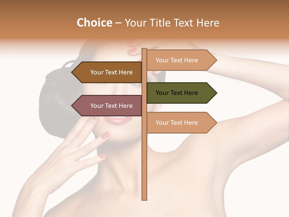 Red Manicure Eye Makeup Creative PowerPoint Template