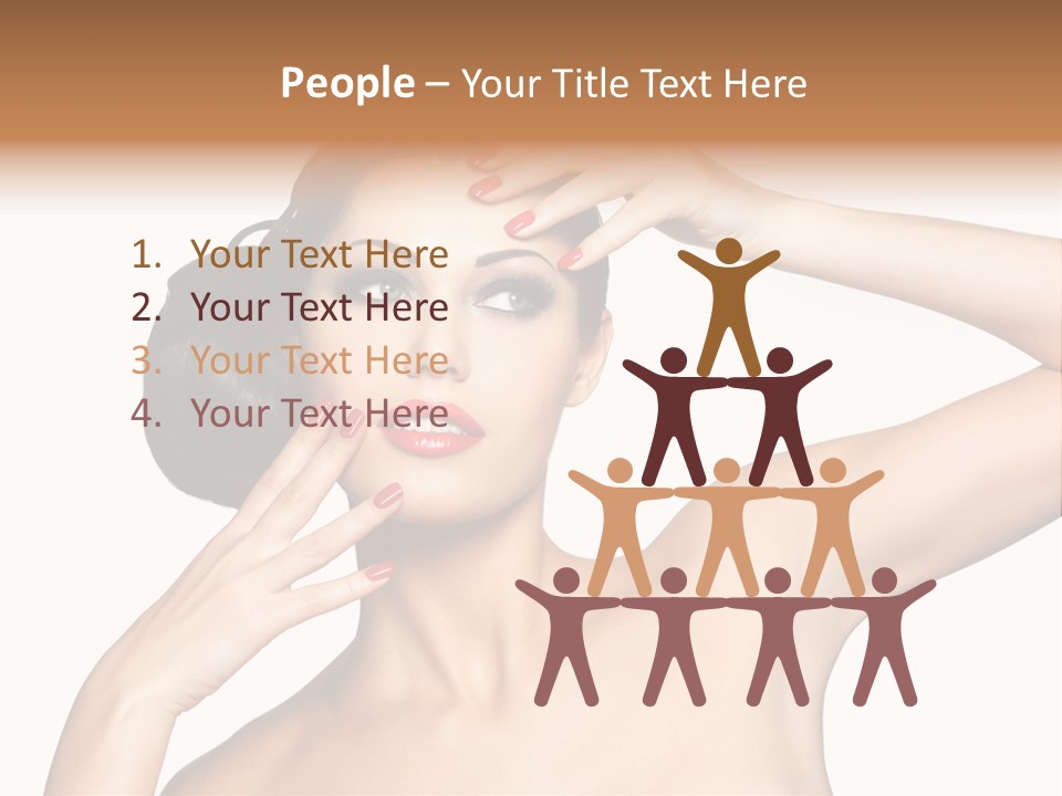 Red Manicure Eye Makeup Creative PowerPoint Template