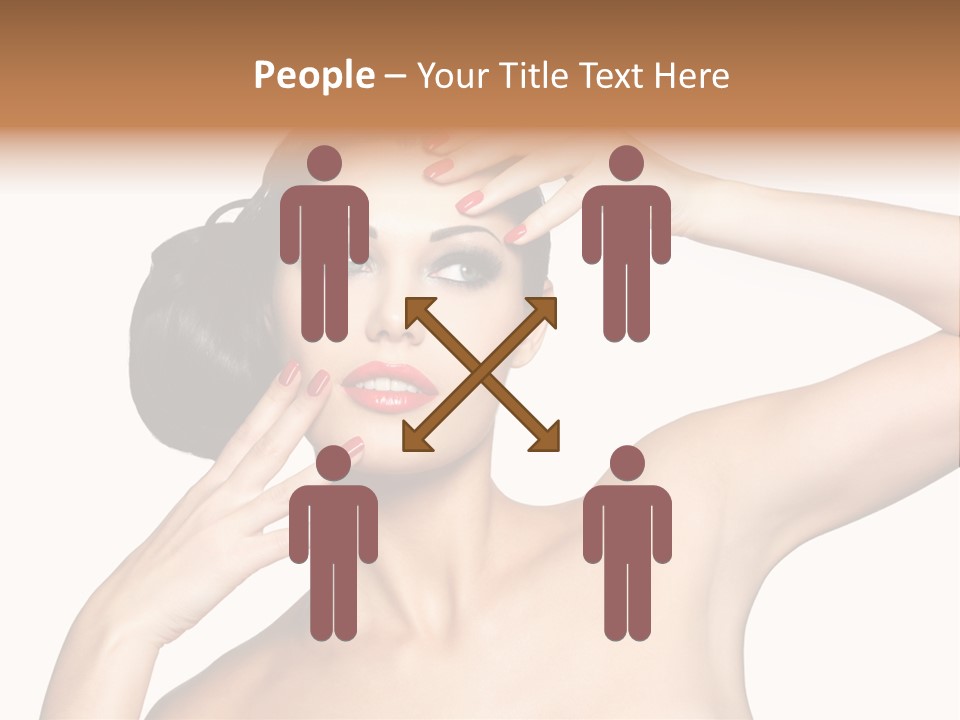 Red Manicure Eye Makeup Creative PowerPoint Template