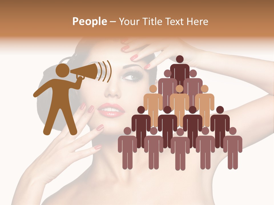 Red Manicure Eye Makeup Creative PowerPoint Template