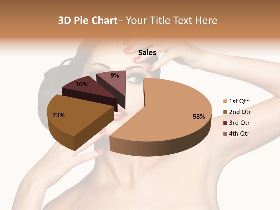 Red Manicure Eye Makeup Creative PowerPoint Template