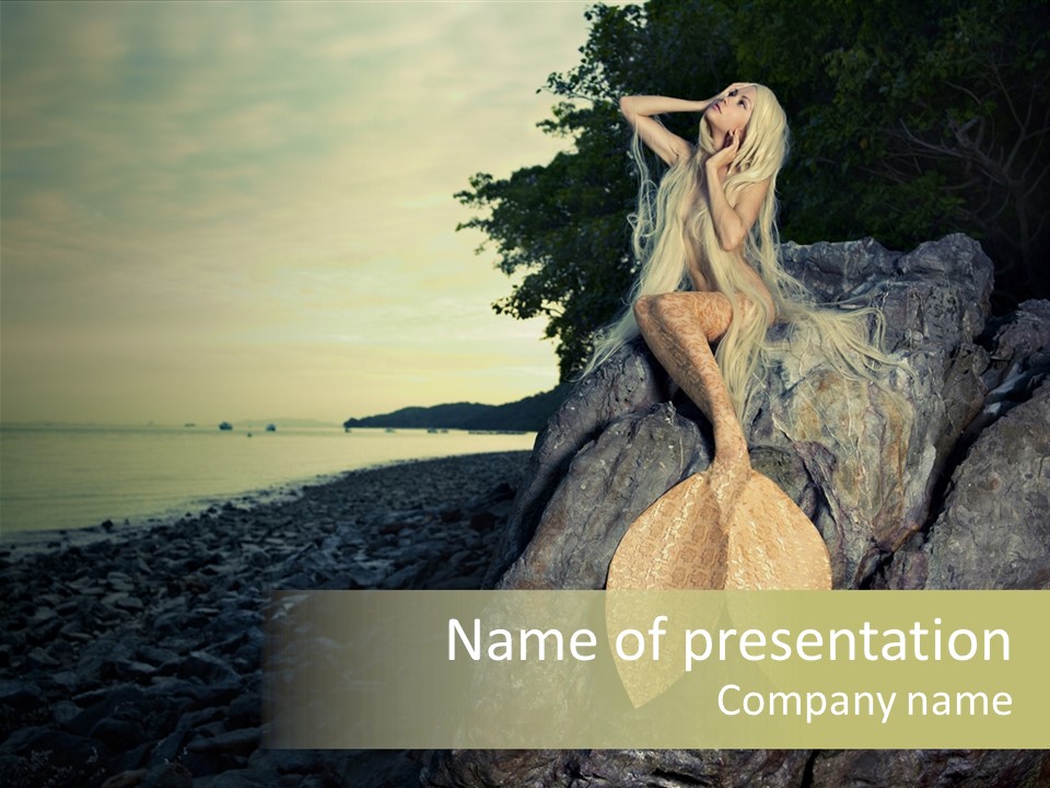 Person Stone Mermaid PowerPoint Template