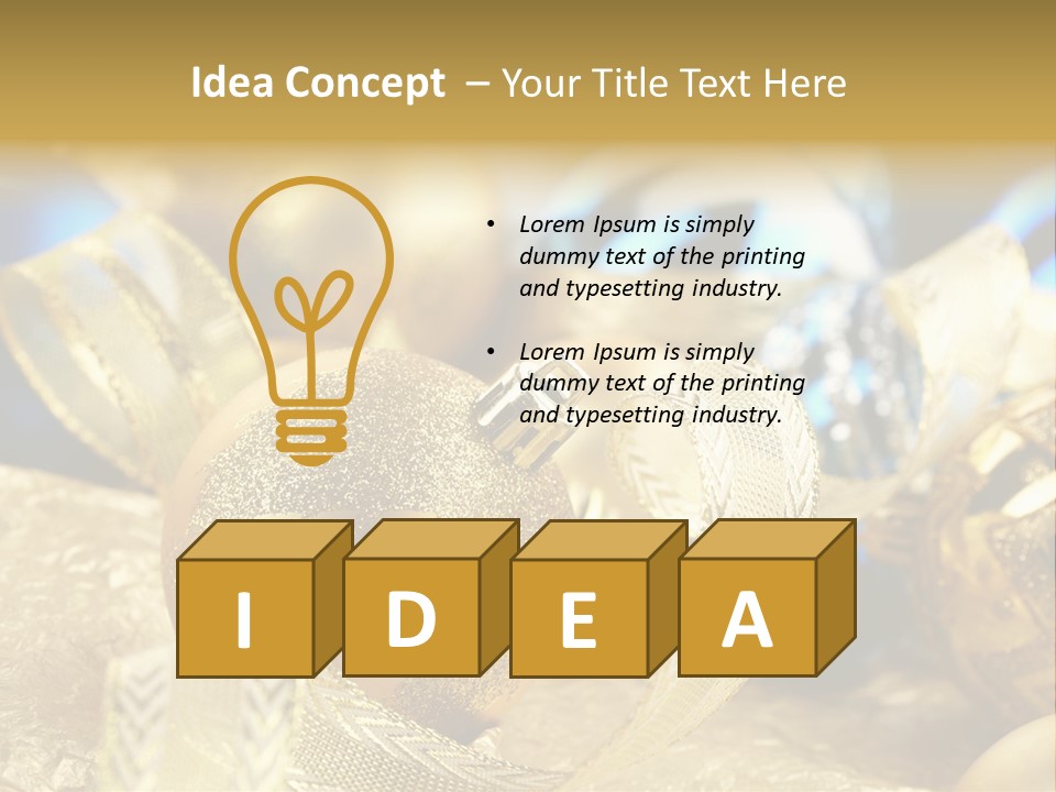 Bulb Gold Bauble PowerPoint Template