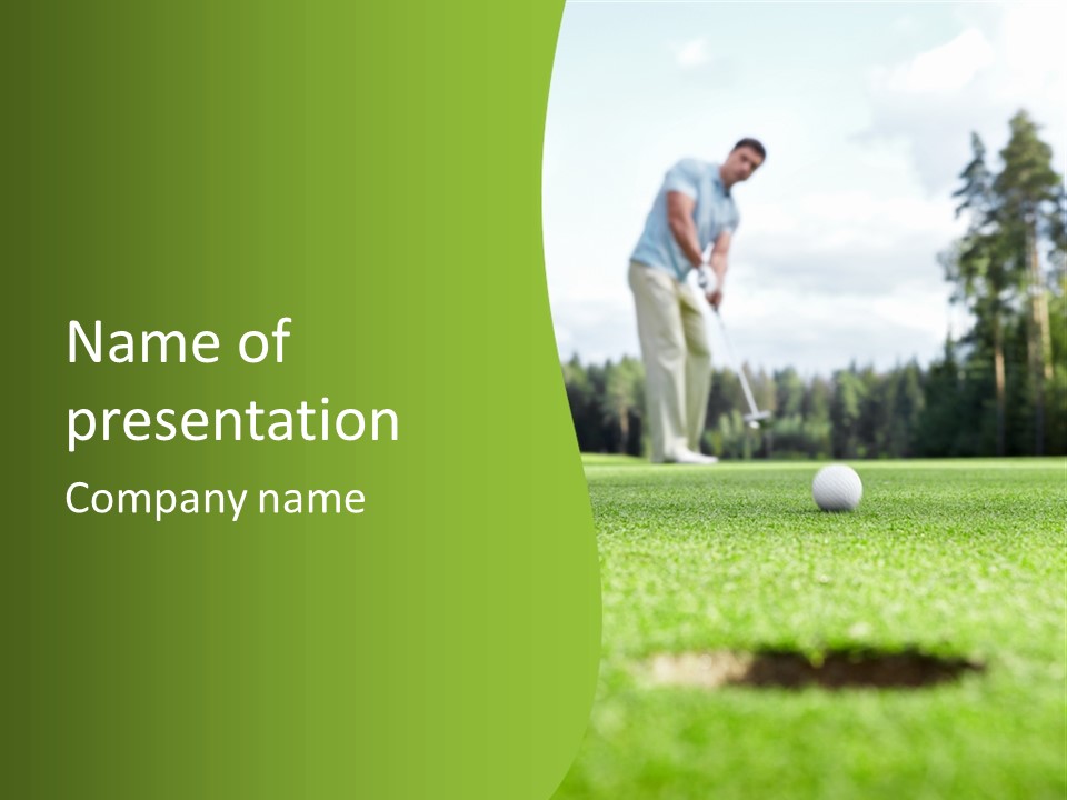 Active Young Golfing PowerPoint Template