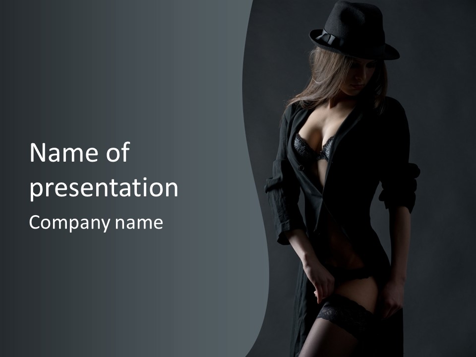 Glamour Hair Breast PowerPoint Template