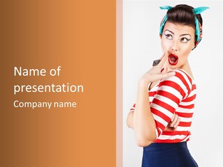 Brunette Toothy Blue PowerPoint Template