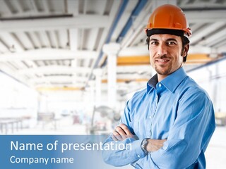 Helmet Man Building PowerPoint Template