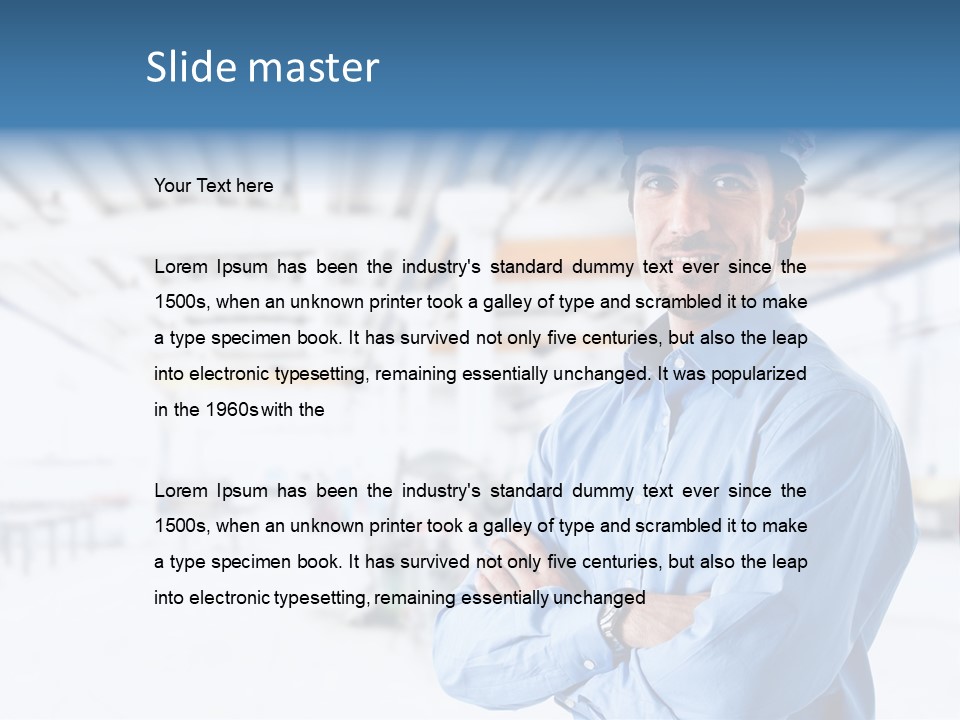 Helmet Man Building PowerPoint Template