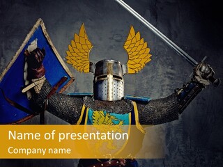 Man Combative Knight PowerPoint Template