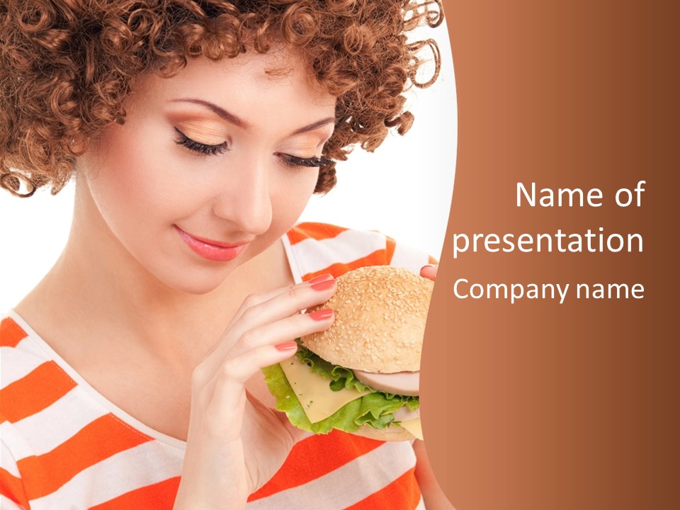 Cute Woman Meal PowerPoint Template