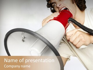 Loudspeaker Corporate Businessman PowerPoint Template