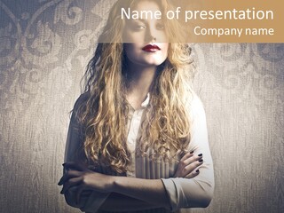 Blonde Female Wallpaper PowerPoint Template