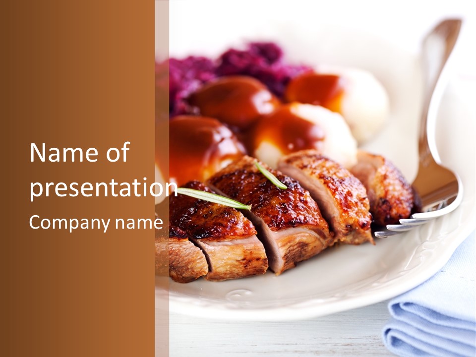 German Cuisine Close Up Roast Duck PowerPoint Template