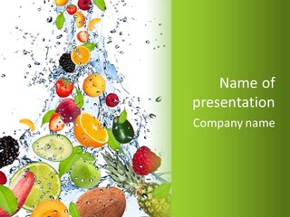 Splashing Fruit Kiwi PowerPoint Template