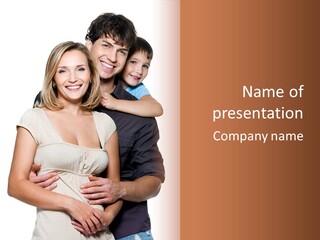 Portrait Embrace Happy Family PowerPoint Template