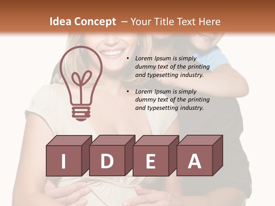 Portrait Embrace Happy Family PowerPoint Template