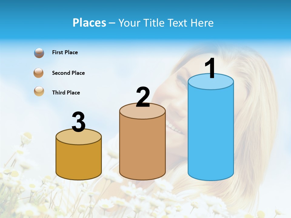 Smiling Happy Woman Daisy PowerPoint Template