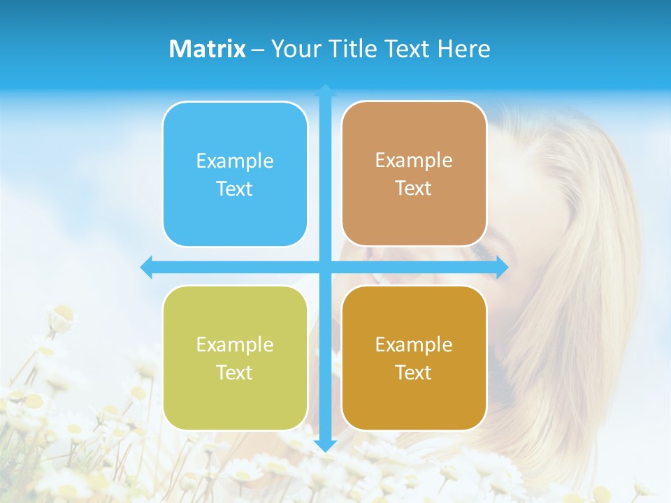 Smiling Happy Woman Daisy PowerPoint Template