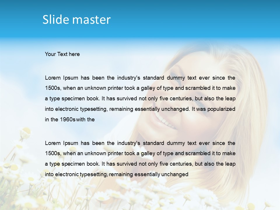 Smiling Happy Woman Daisy PowerPoint Template