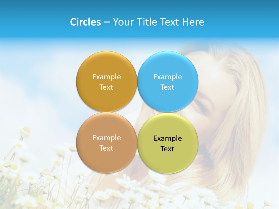 Smiling Happy Woman Daisy PowerPoint Template