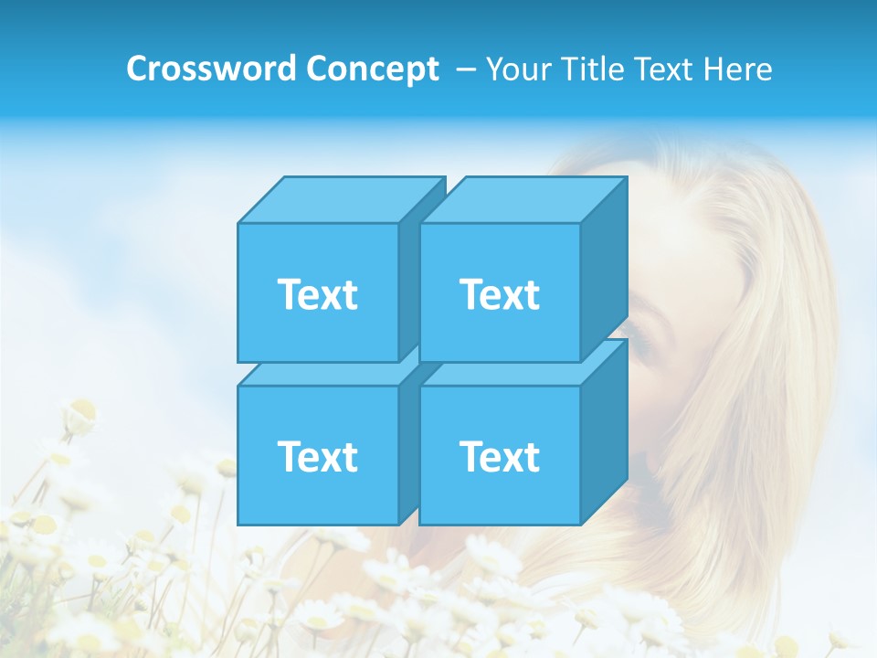 Smiling Happy Woman Daisy PowerPoint Template