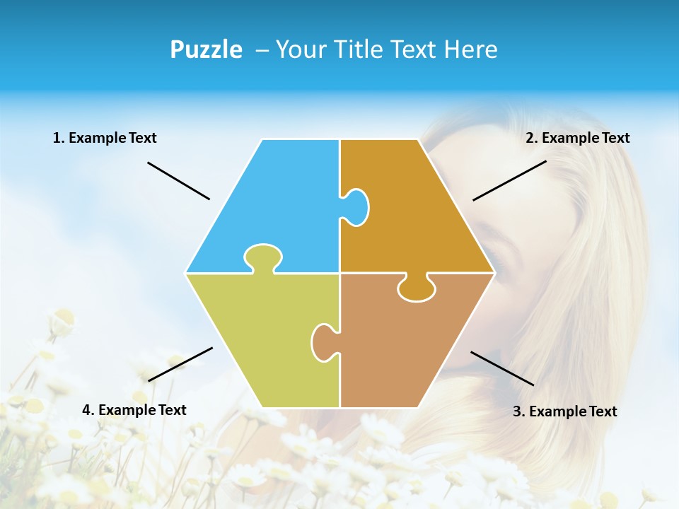 Smiling Happy Woman Daisy PowerPoint Template