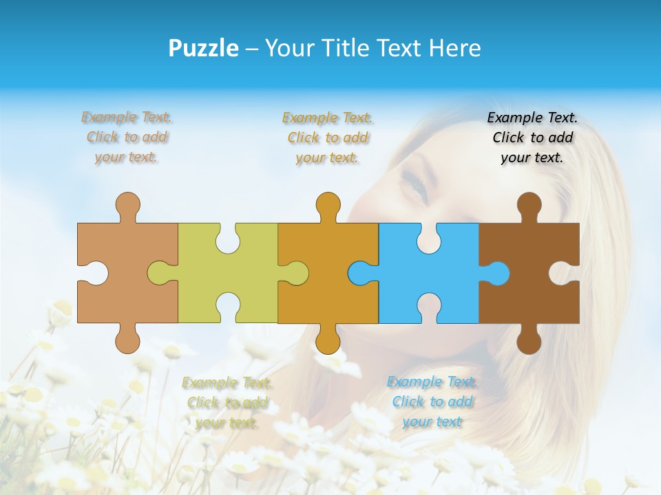 Smiling Happy Woman Daisy PowerPoint Template