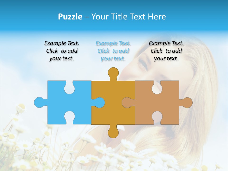 Smiling Happy Woman Daisy PowerPoint Template