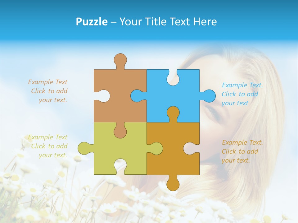 Smiling Happy Woman Daisy PowerPoint Template