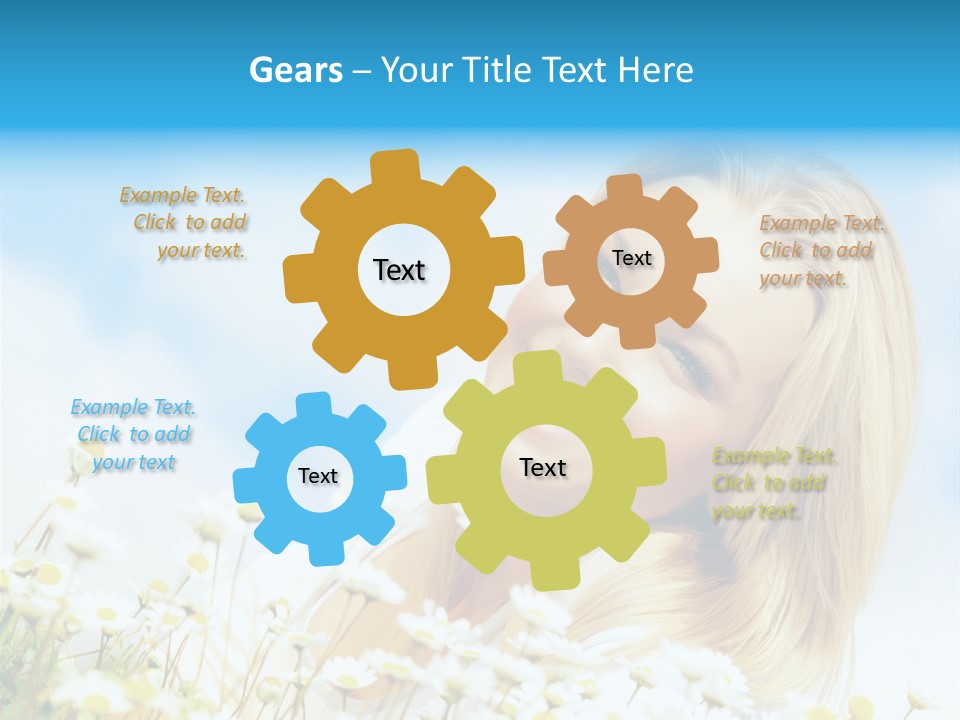 Smiling Happy Woman Daisy PowerPoint Template