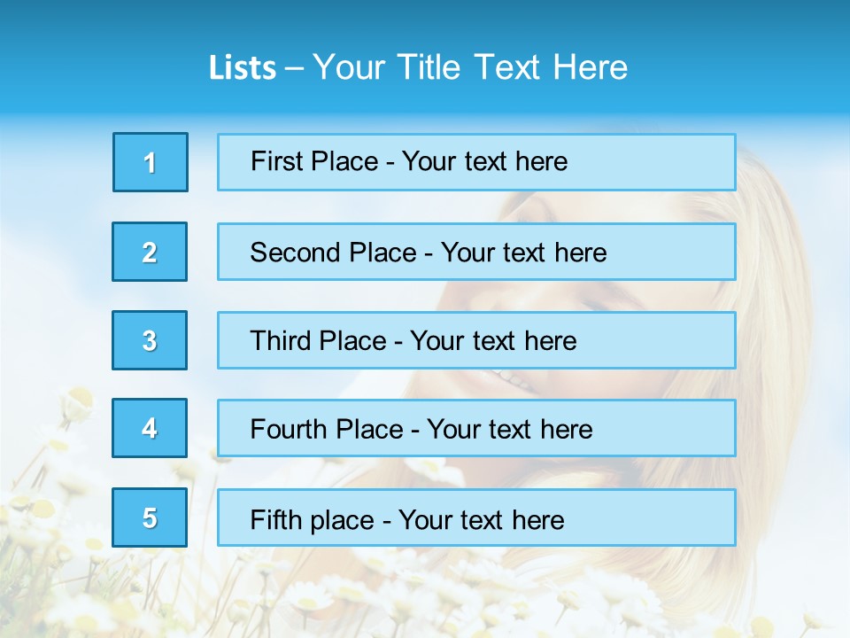 Smiling Happy Woman Daisy PowerPoint Template