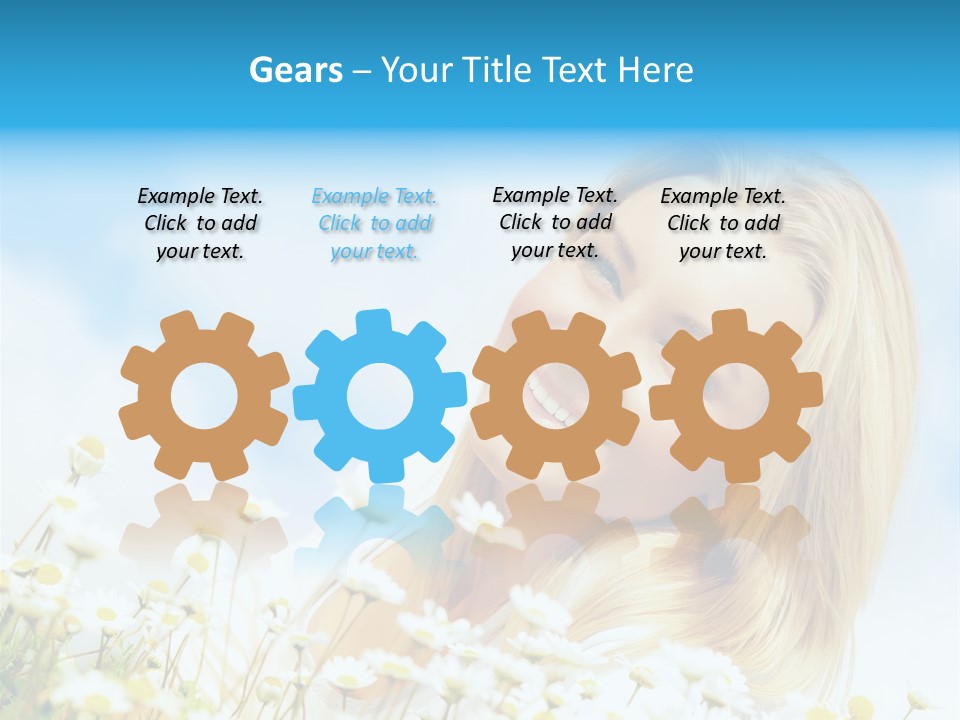 Smiling Happy Woman Daisy PowerPoint Template