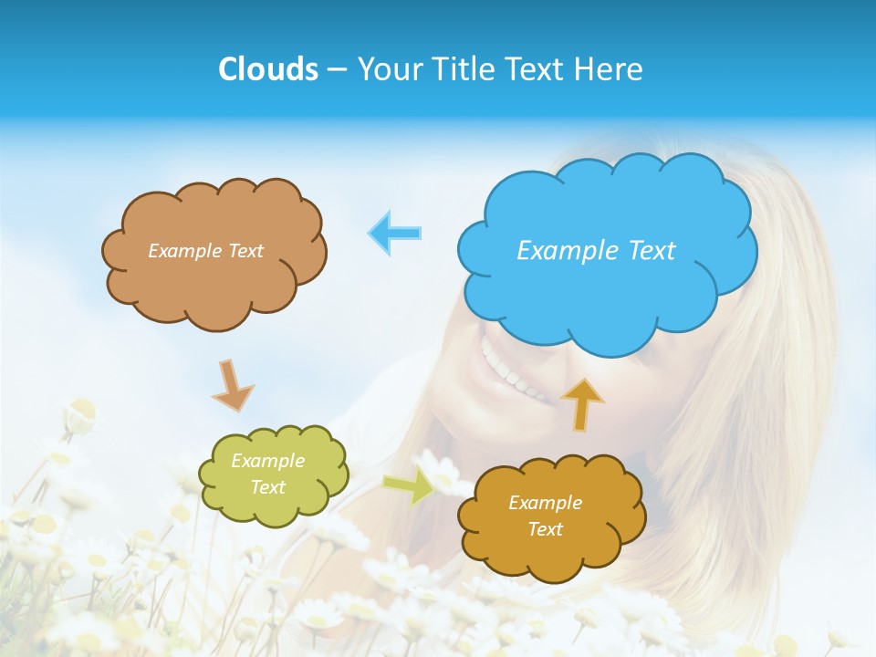 Smiling Happy Woman Daisy PowerPoint Template