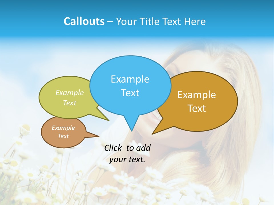 Smiling Happy Woman Daisy PowerPoint Template