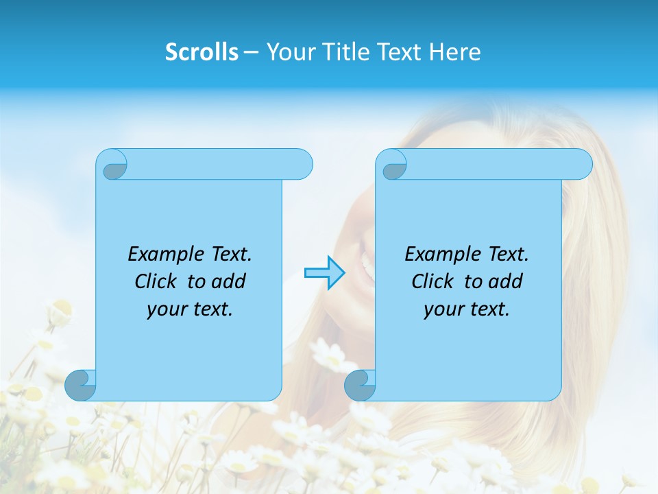 Smiling Happy Woman Daisy PowerPoint Template