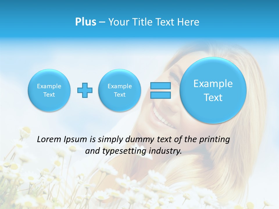 Smiling Happy Woman Daisy PowerPoint Template