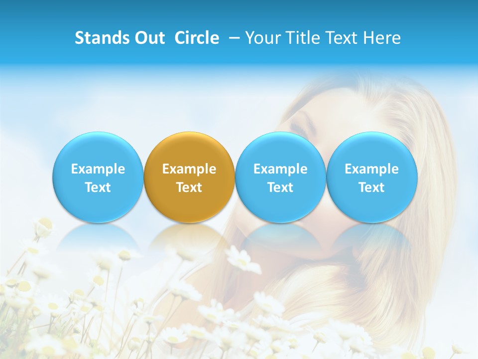Smiling Happy Woman Daisy PowerPoint Template