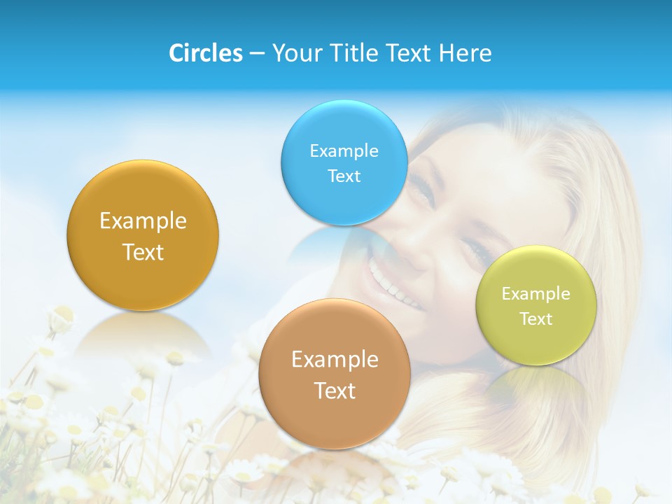 Smiling Happy Woman Daisy PowerPoint Template