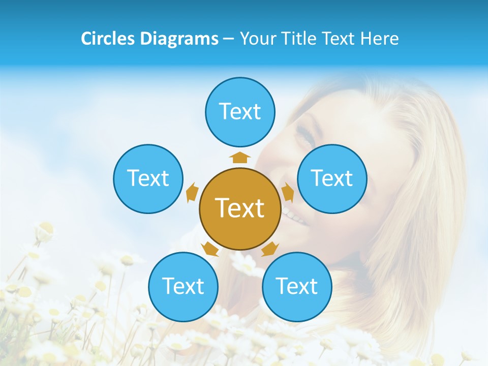 Smiling Happy Woman Daisy PowerPoint Template