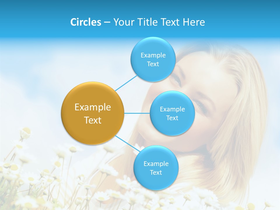 Smiling Happy Woman Daisy PowerPoint Template