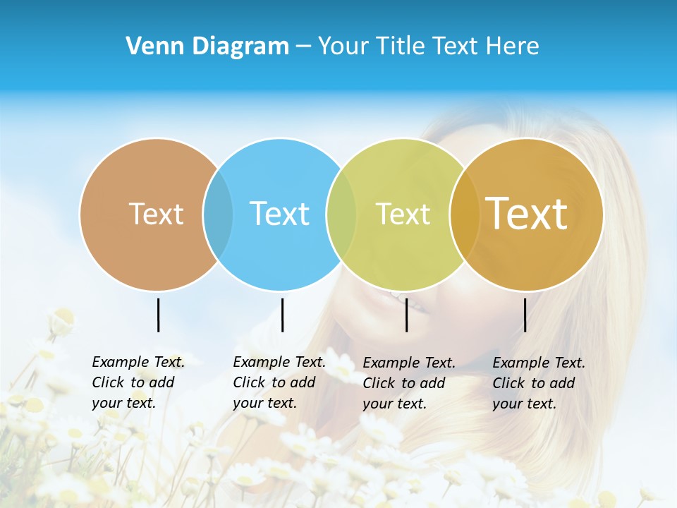 Smiling Happy Woman Daisy PowerPoint Template