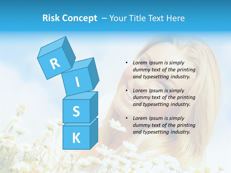 Smiling Happy Woman Daisy PowerPoint Template