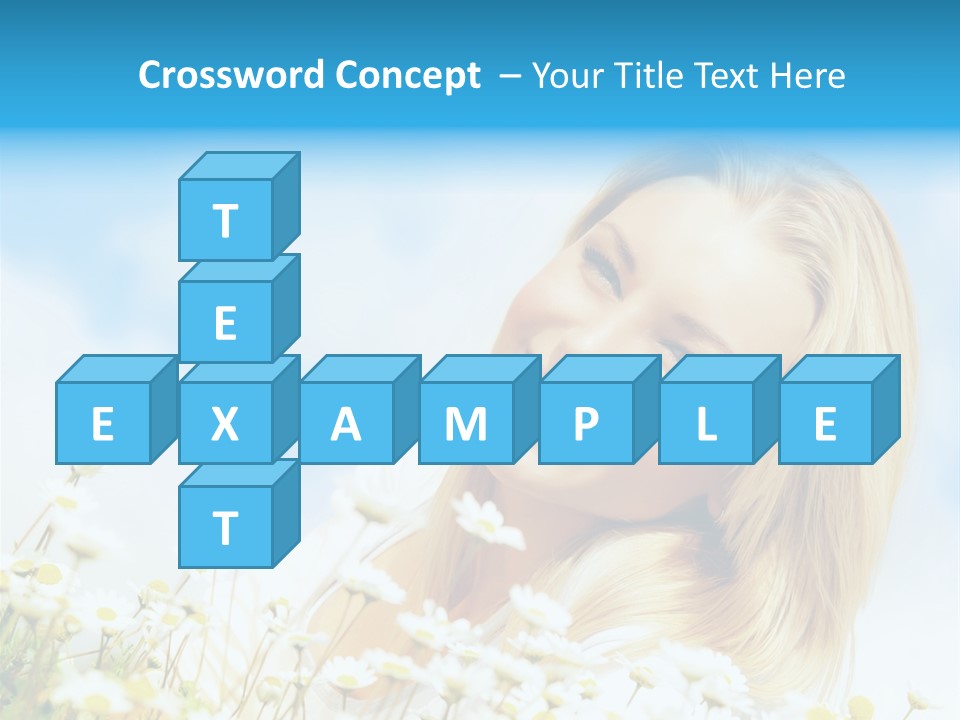 Smiling Happy Woman Daisy PowerPoint Template